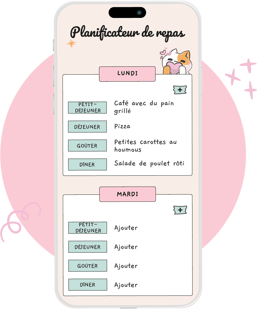 Menu hebdomadaire YouMealPlan sur un téléphone