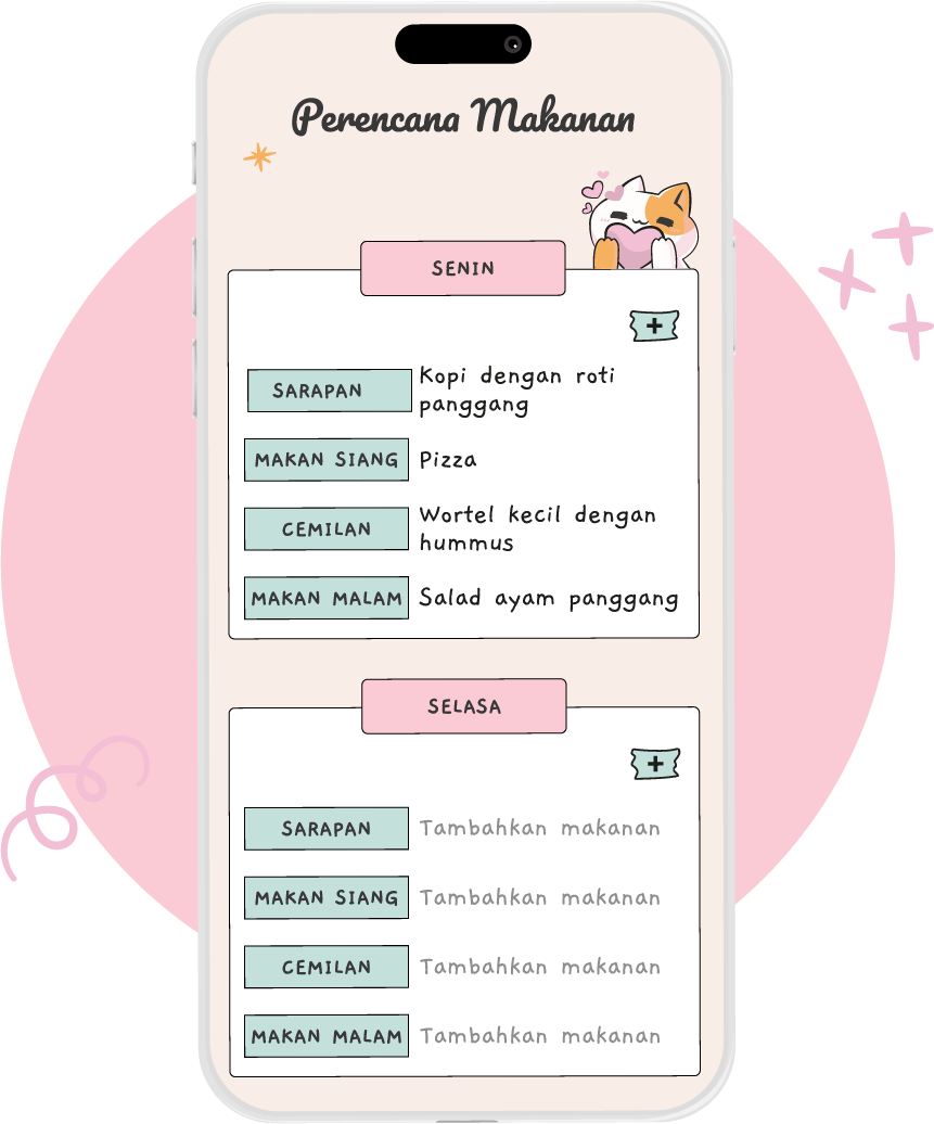 Menu mingguan YouMealPlan di ponsel