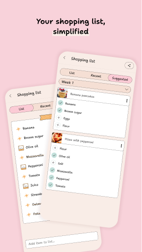Organisez votre liste par catégories · application YouMealPlan : Android