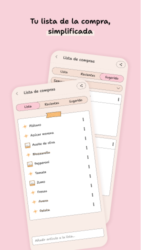 Organiza tu lista por categorías · app YouMealPlan: Android
