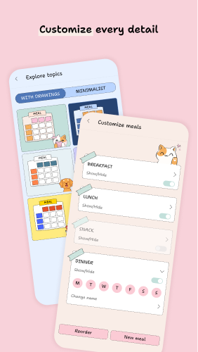 Personnalisez votre menu hebdomadaire · application YouMealPlan : Android