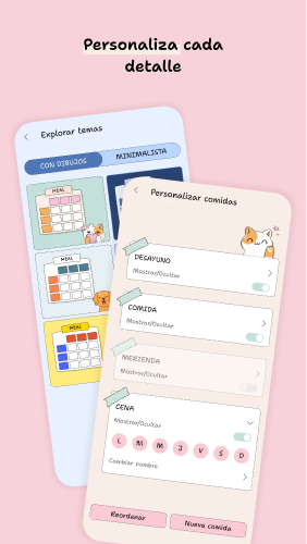 Personaliza tu menú semanal · app YouMealPlan: Android
