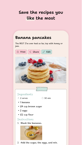 Révisez et modifiez vos recettes avant de les enregistrer · application YouMealPlan : Android