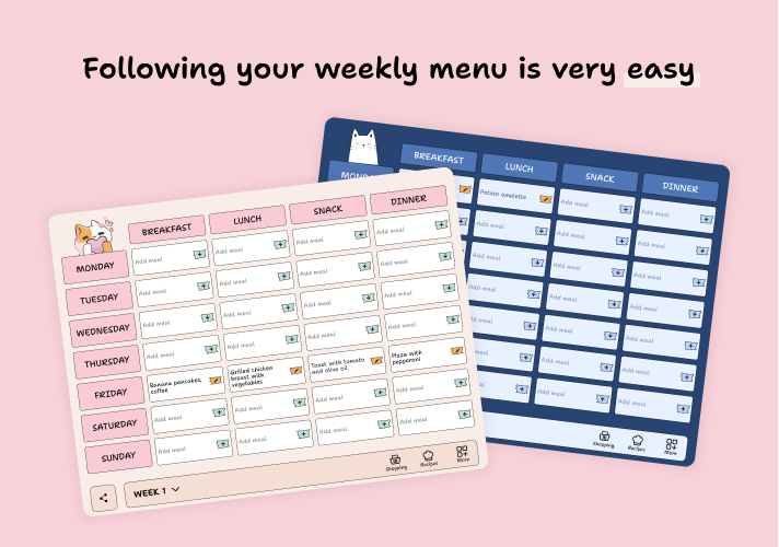 Plan your weekly menu · YouMealPlan app: macOS